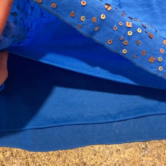 NWT Coldwater Creek Blue Sleeveless Top With Bling Large 14 - Picture 6 of 16